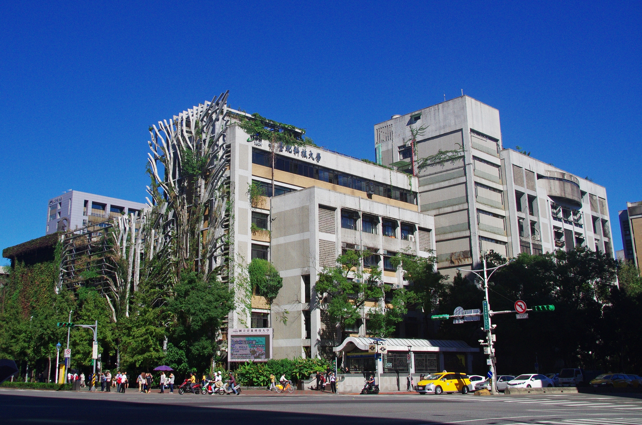 爬滿綠色植物約10層樓的建築物